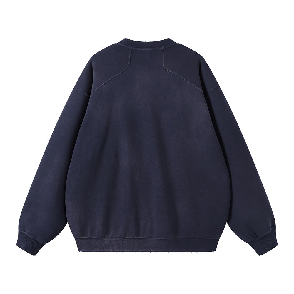 Navy Blue Classic Acid Washed Sweatshirt